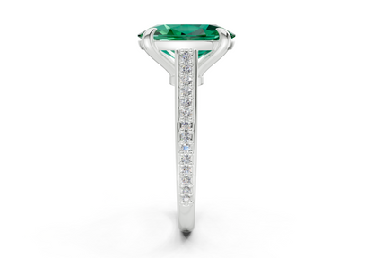Adeline Emerald Gemstone Pave Oval Cut 2mm Engagement Ring
