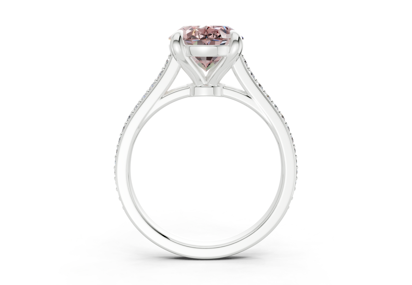 Adeline Pink Diamond Pave Oval Cut 2mm Engagement Ring
