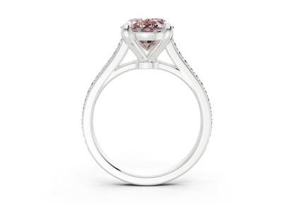 Adeline Pink Diamond Pave Oval Cut 2mm Engagement Ring