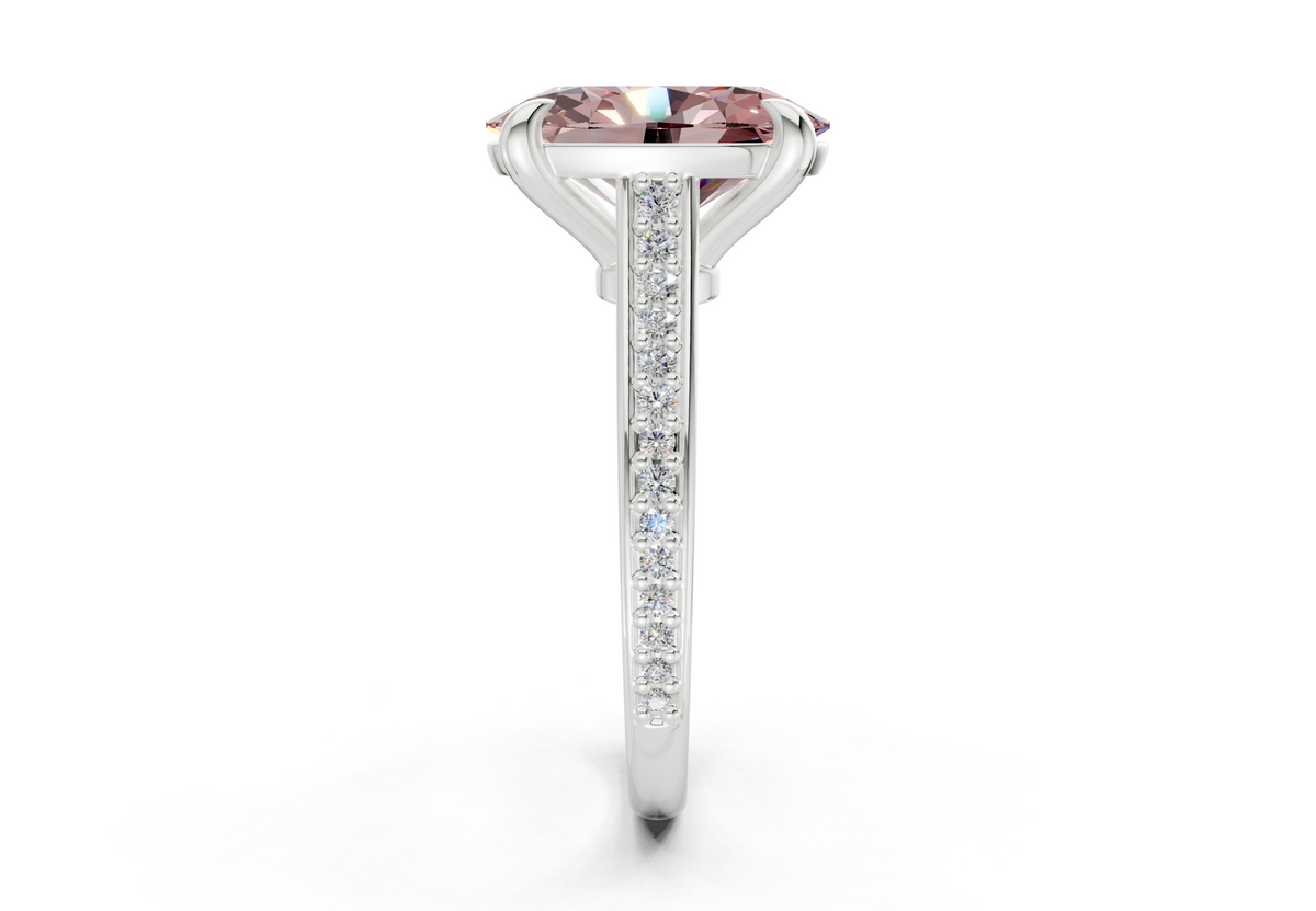 Adeline Pink Diamond Pave Oval Cut 2mm Engagement Ring