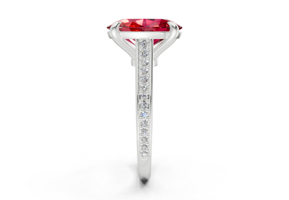 Adeline Ruby Gemstone Pave Oval Cut 2mm Engagement Ring