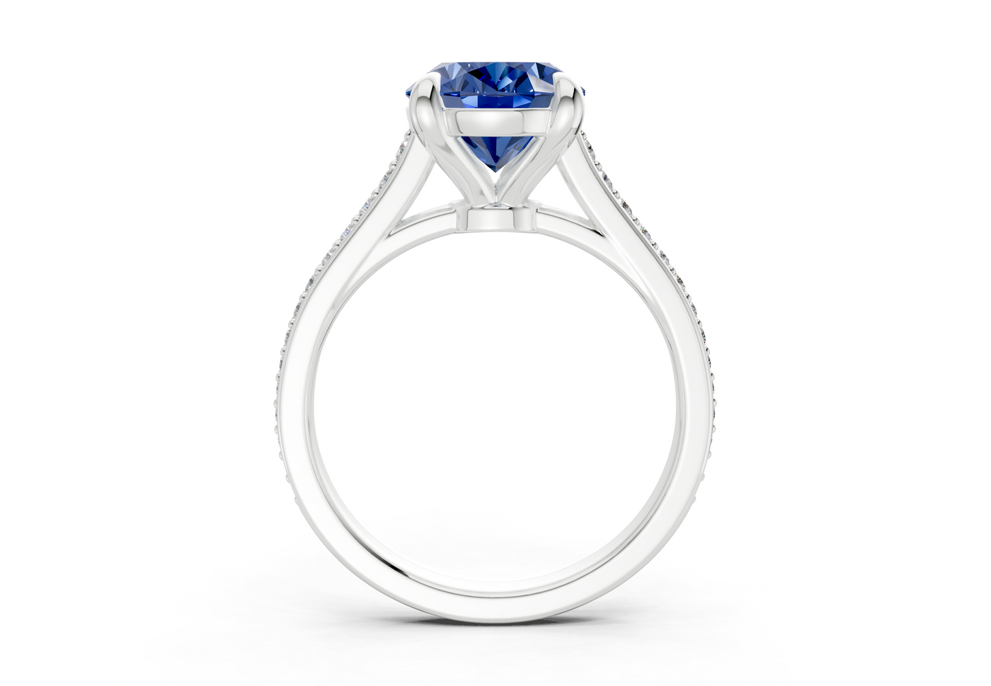 Adeline Sapphire Gemstone Pave Oval Cut 2mm Engagement Ring