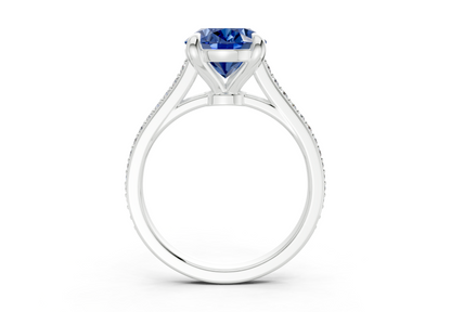 Adeline Sapphire Gemstone Pave Oval Cut 2mm Engagement Ring