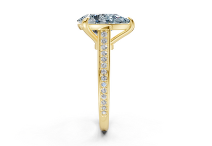 Adeline Blue Diamond Pave Pear Cut 2mm Engagement Ring