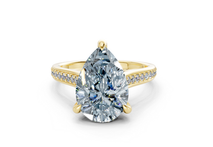 Adeline Blue Diamond Pave Pear Cut 2mm Engagement Ring