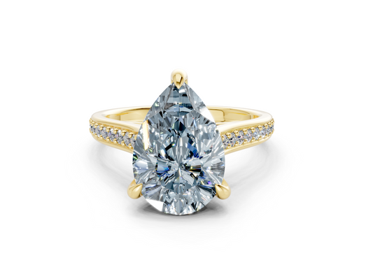 Adeline Blue Diamond Pave Pear Cut 2mm Engagement Ring