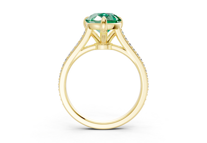 Adeline Emerald Gemstone Pave Pear Cut 2mm Engagement Ring