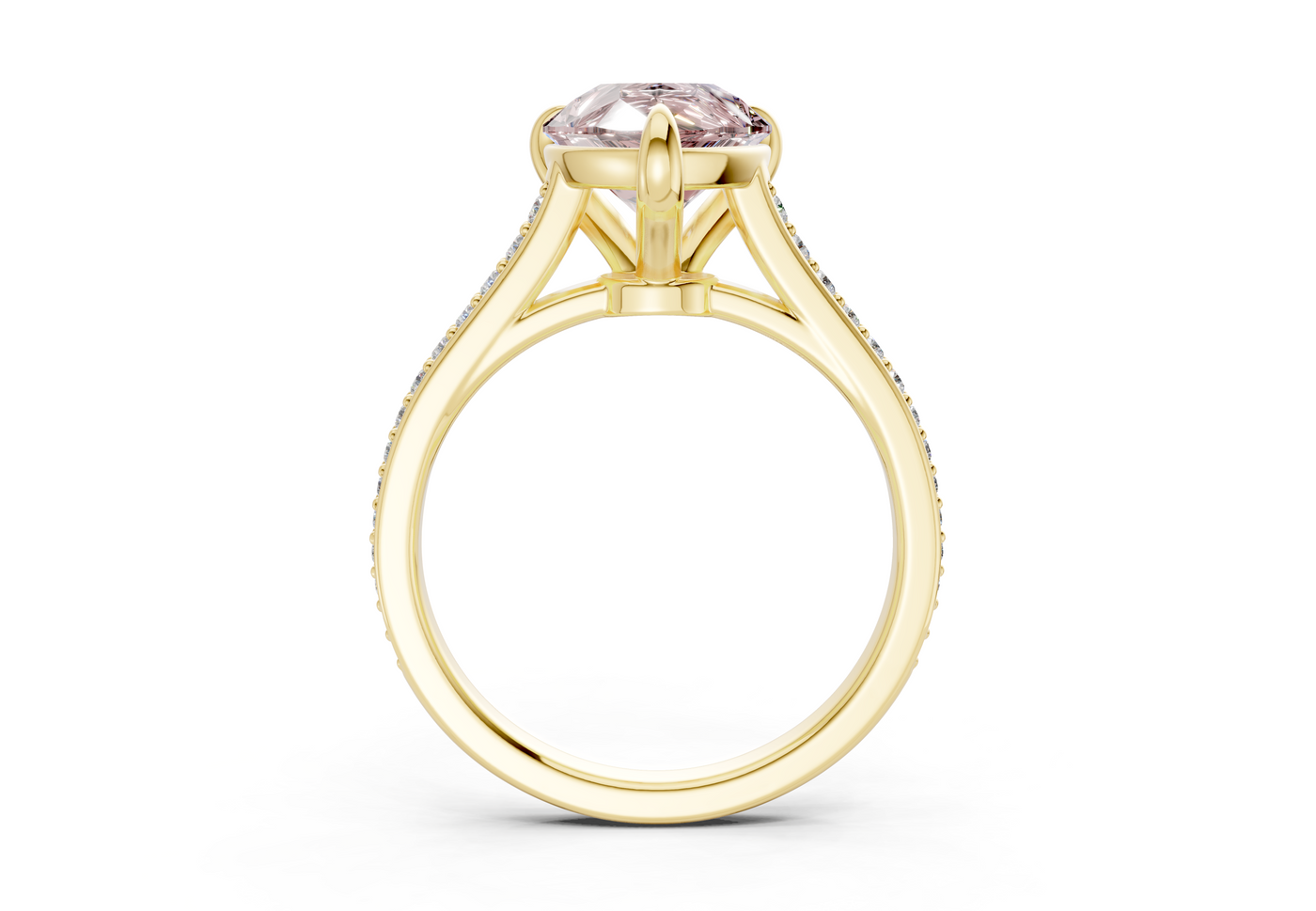 Adeline Pink Diamond Pave Pear Cut 2mm Engagement Ring