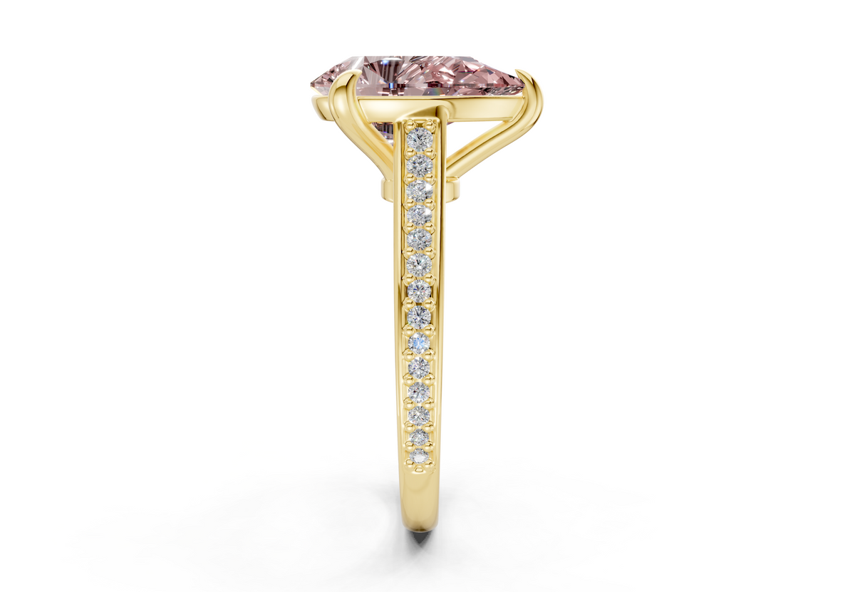 Adeline Pink Diamond Pave Pear Cut 2mm Engagement Ring