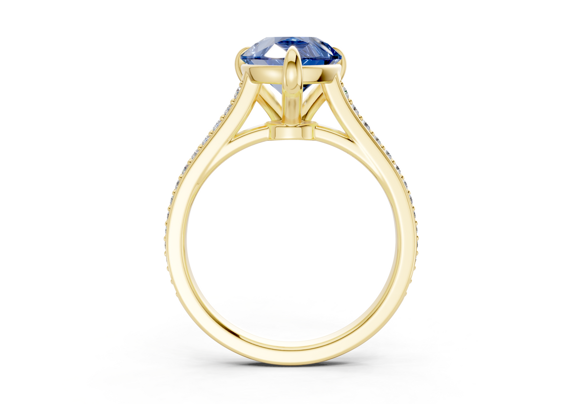Adeline Sapphire Gemstone Pave Pear Cut 2mm Engagement Ring