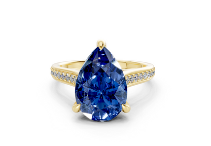 Adeline Sapphire Gemstone Pave Pear Cut 2mm Engagement Ring