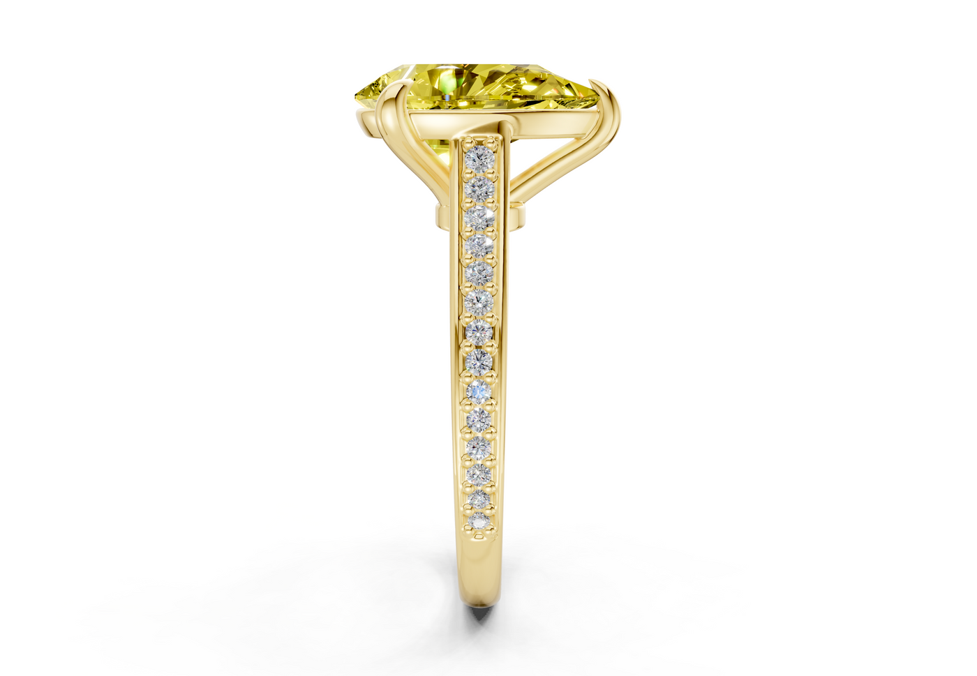 Adeline Yellow Diamond Pave Pear Cut 2mm Engagement Ring
