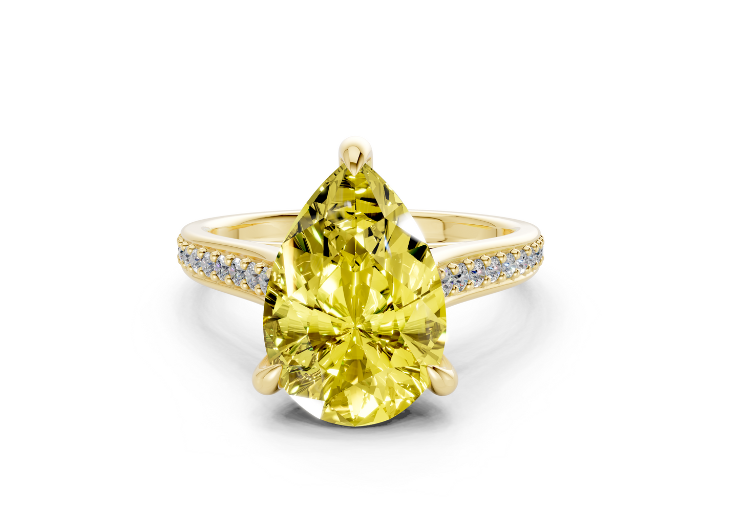 Adeline Yellow Diamond Pave Pear Cut 2mm Engagement Ring