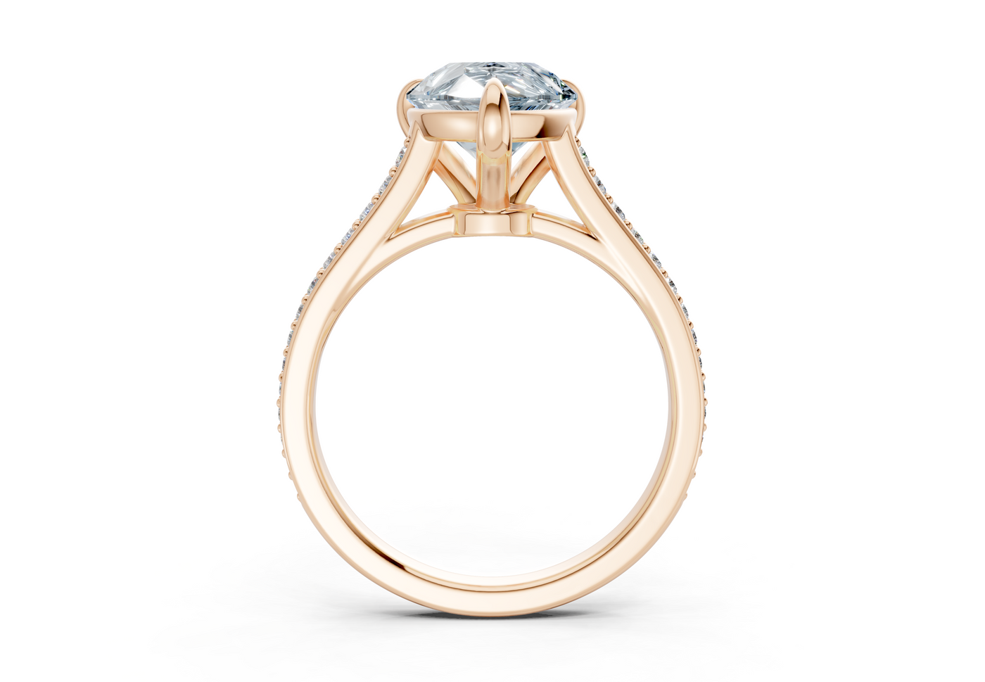 Adeline Blue Diamond Pave Pear Cut 2mm Engagement Ring