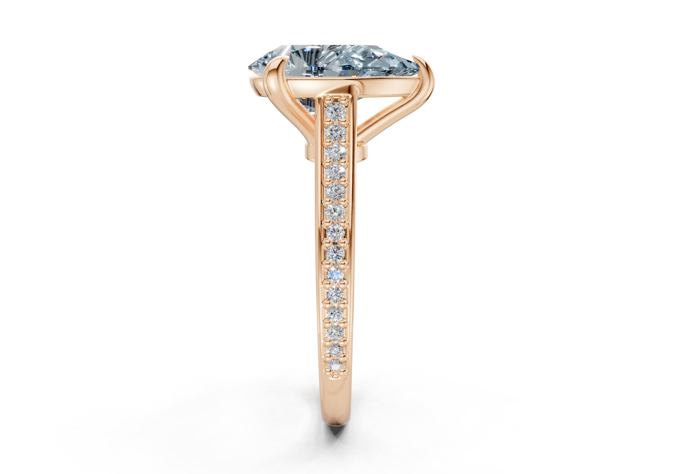 Adeline Blue Diamond Pave Pear Cut 2mm Engagement Ring
