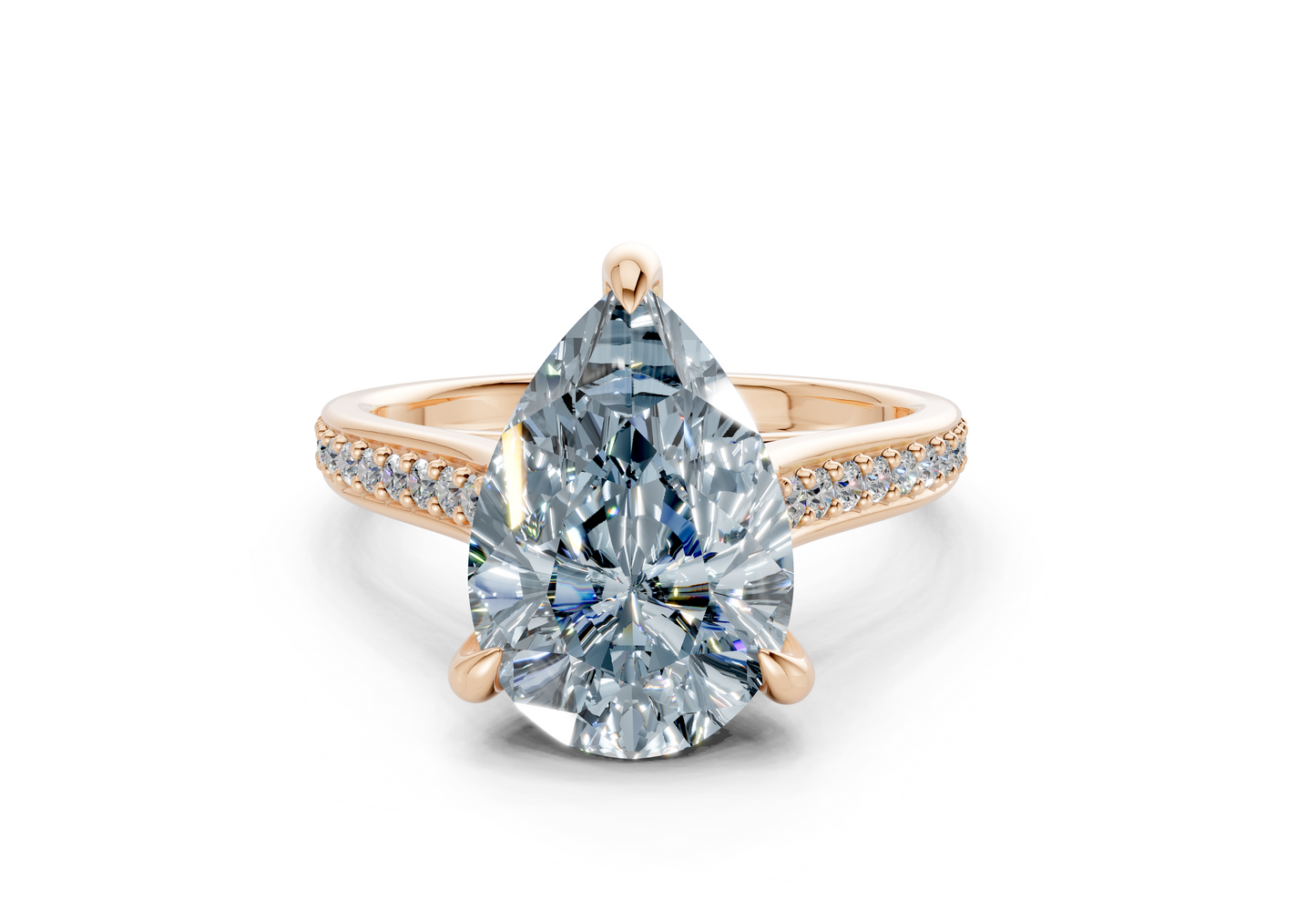 Adeline Blue Diamond Pave Pear Cut 2mm Engagement Ring
