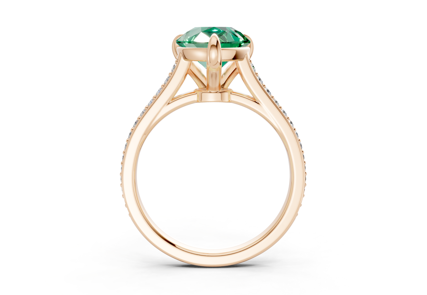 Adeline Emerald Gemstone Pave Pear Cut 2mm Engagement Ring