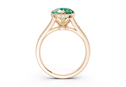 Adeline Emerald Gemstone Pave Pear Cut 2mm Engagement Ring