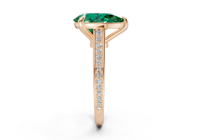 Adeline Emerald Gemstone Pave Pear Cut 2mm Engagement Ring
