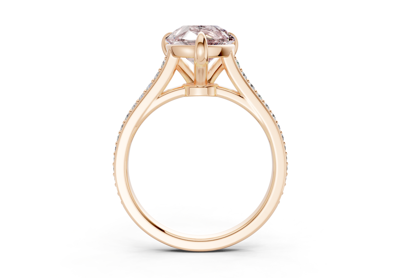 Adeline Pink Diamond Pave Pear Cut 2mm Engagement Ring