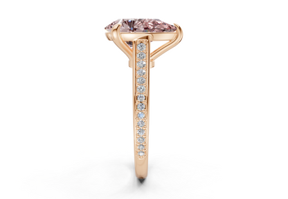 Adeline Pink Diamond Pave Pear Cut 2mm Engagement Ring