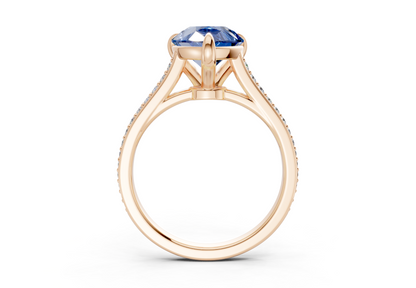 Adeline Sapphire Gemstone Pave Pear Cut 2mm Engagement Ring