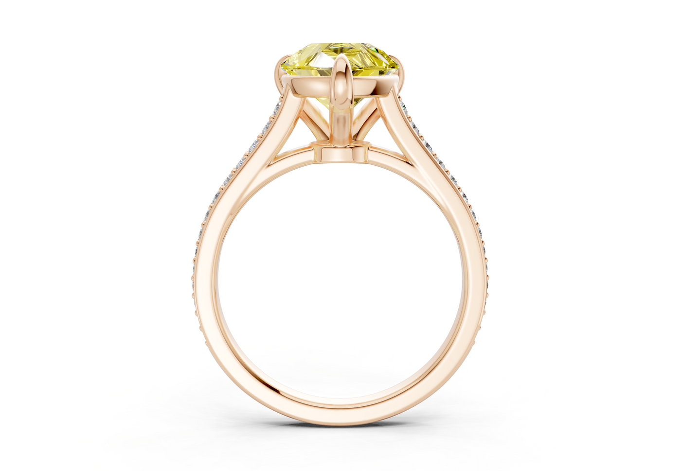 Adeline Yellow Diamond Pave Pear Cut 2mm Engagement Ring