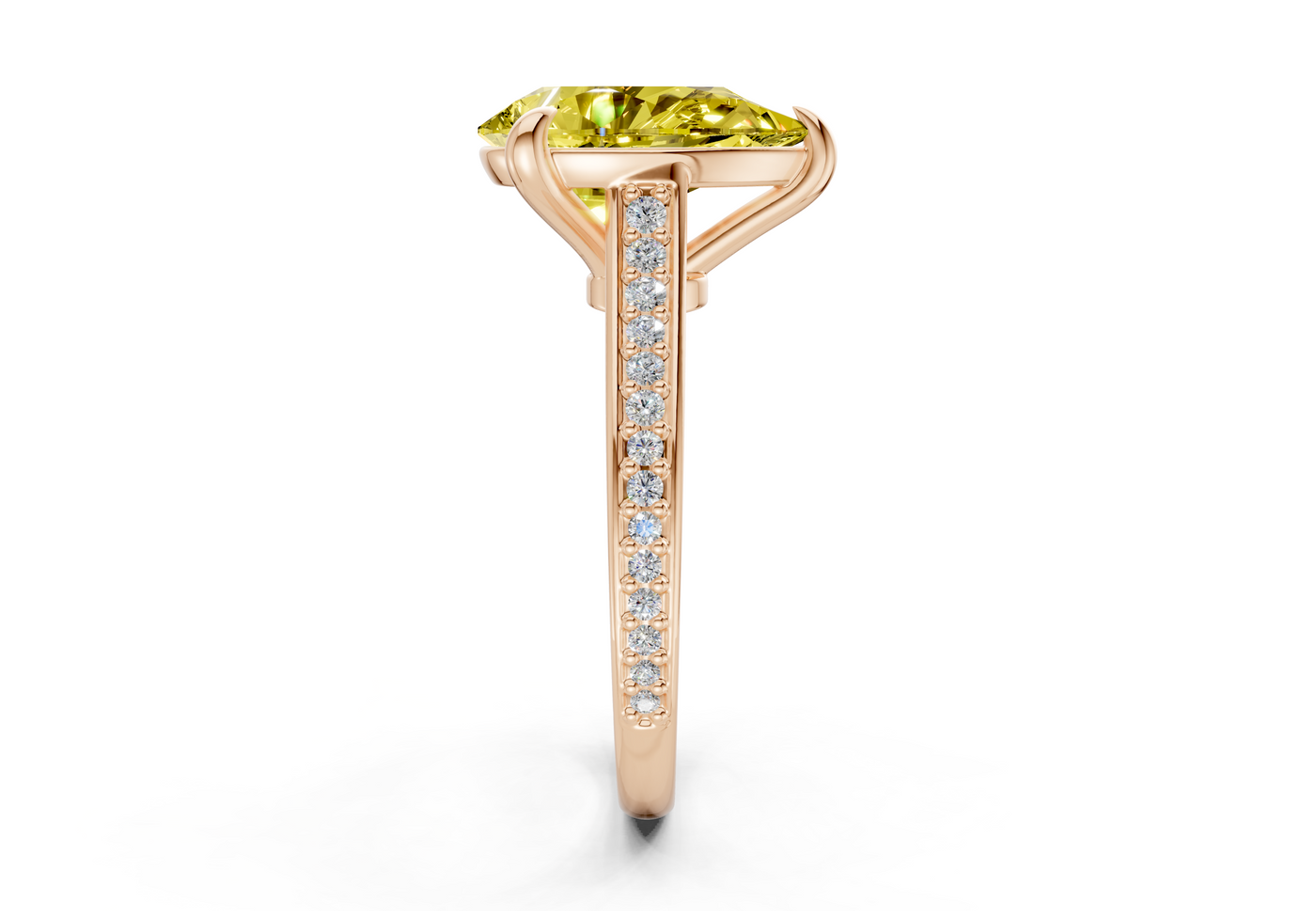 Adeline Yellow Diamond Pave Pear Cut 2mm Engagement Ring