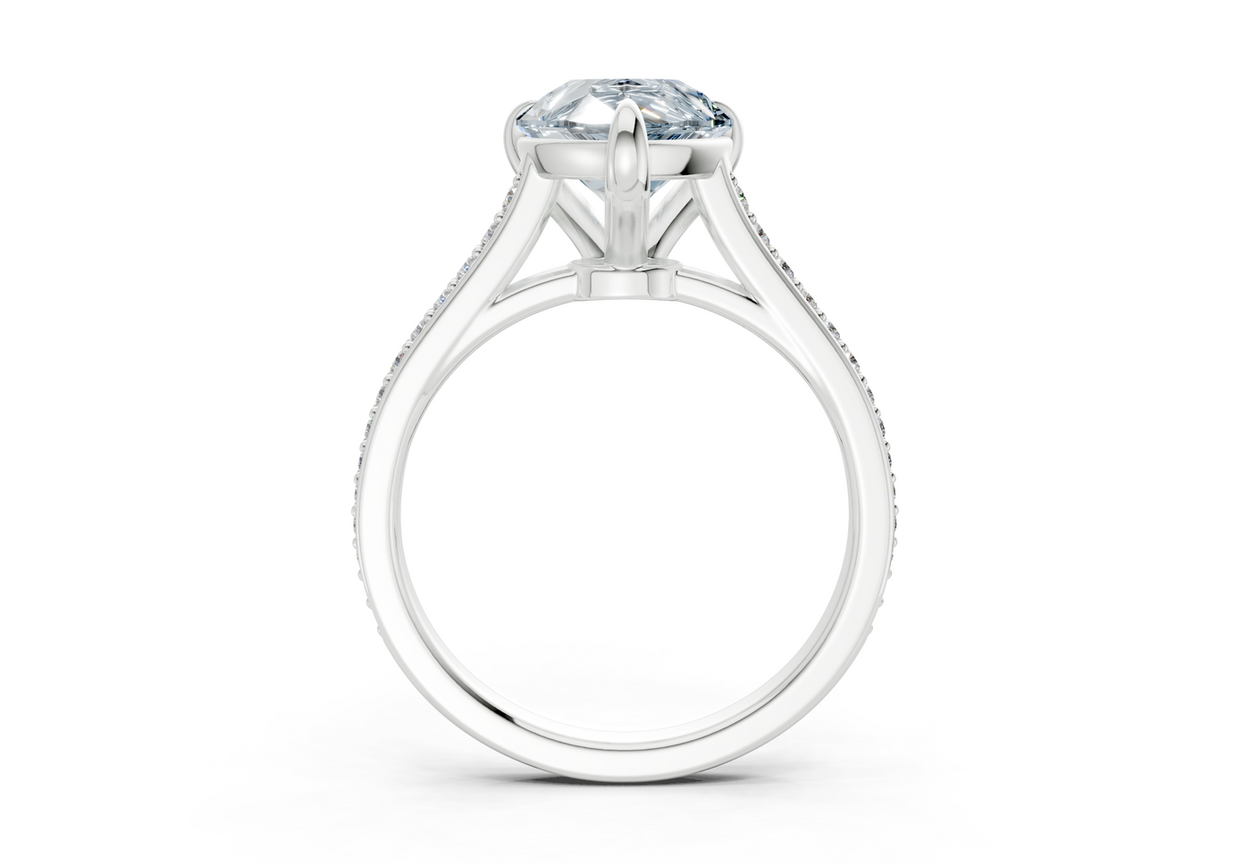 Adeline Blue Diamond Pave Pear Cut 2mm Engagement Ring