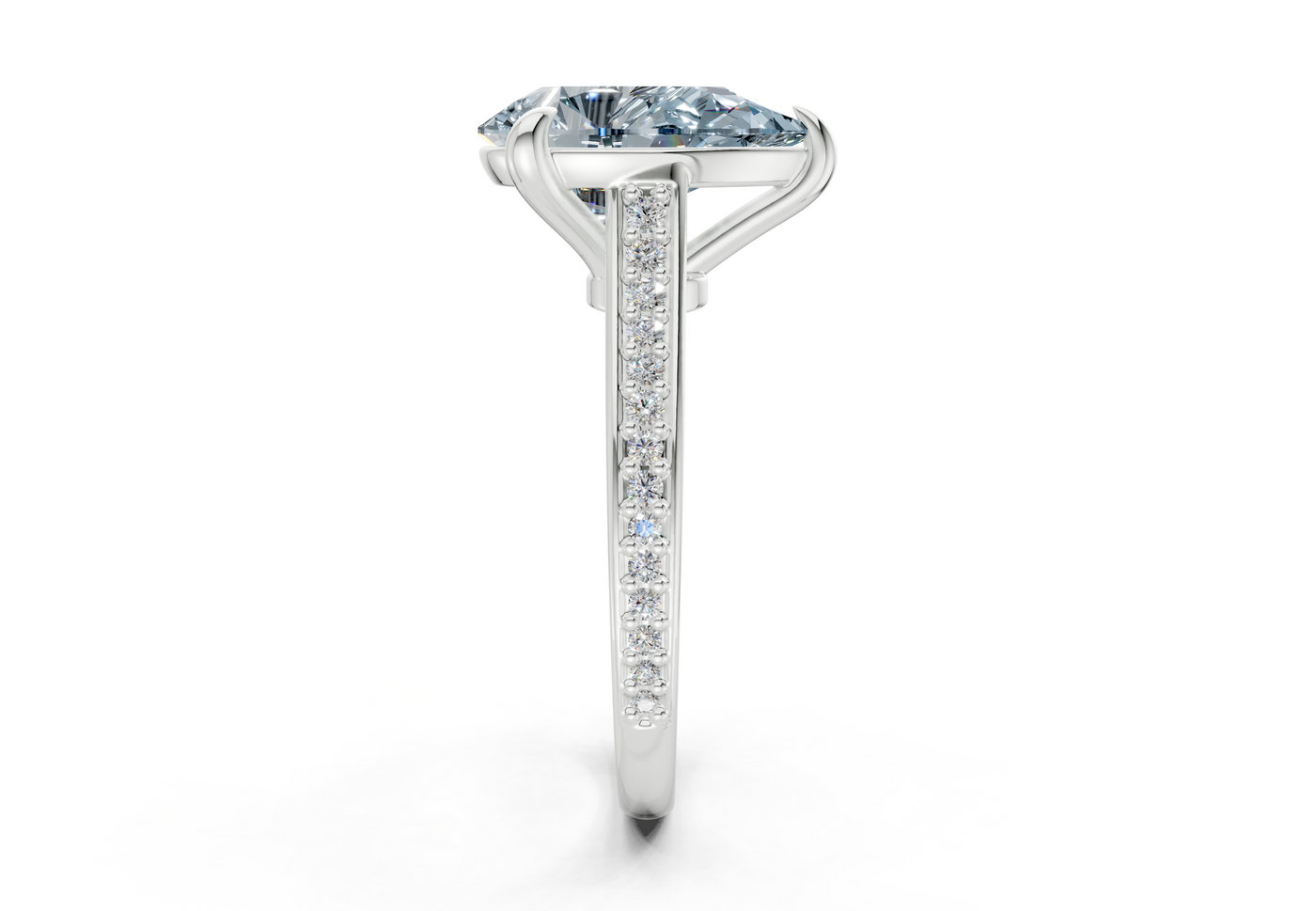 Adeline Blue Diamond Pave Pear Cut 2mm Engagement Ring