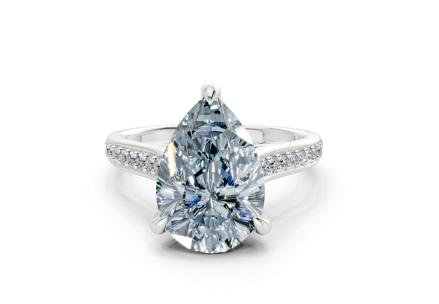 Adeline Blue Diamond Pave Pear Cut 2mm Engagement Ring