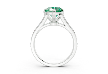 Adeline Emerald Gemstone Pave Pear Cut 2mm Engagement Ring