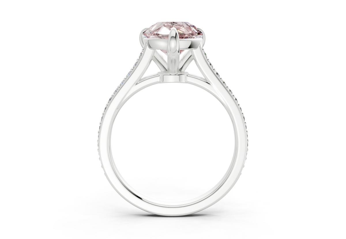 Adeline Pink Diamond Pave Pear Cut 2mm Engagement Ring