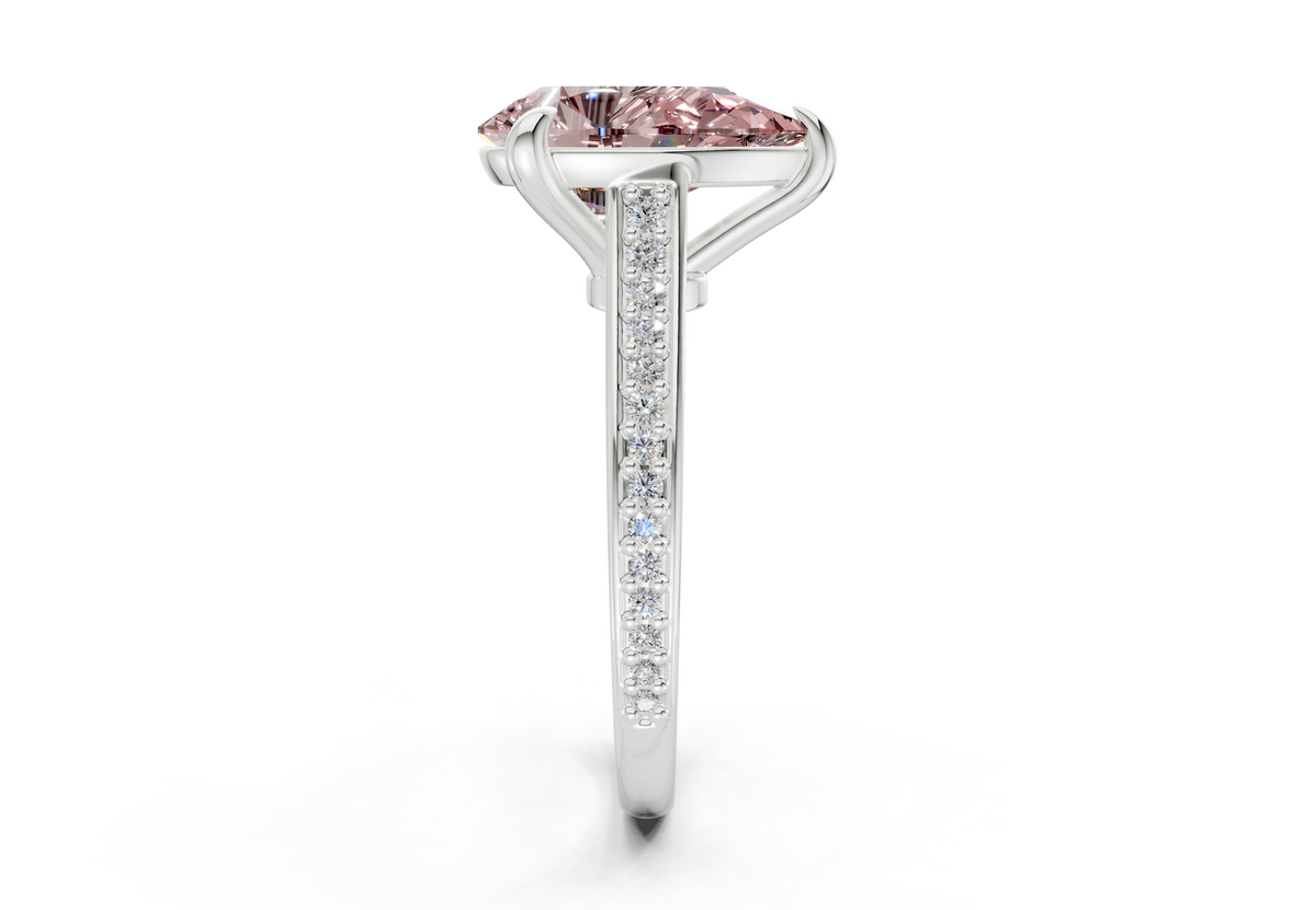 Adeline Pink Diamond Pave Pear Cut 2mm Engagement Ring