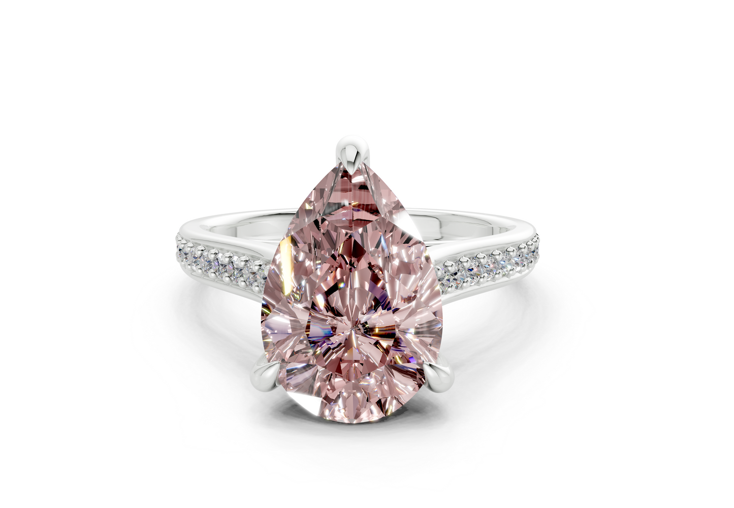 Adeline Pink Diamond Pave Pear Cut 2mm Engagement Ring