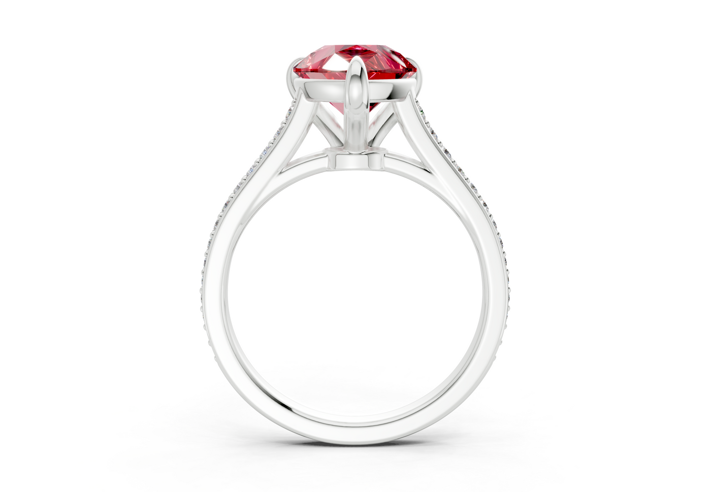Adeline Ruby Gemstone Pave Pear Cut 2mm Engagement Ring