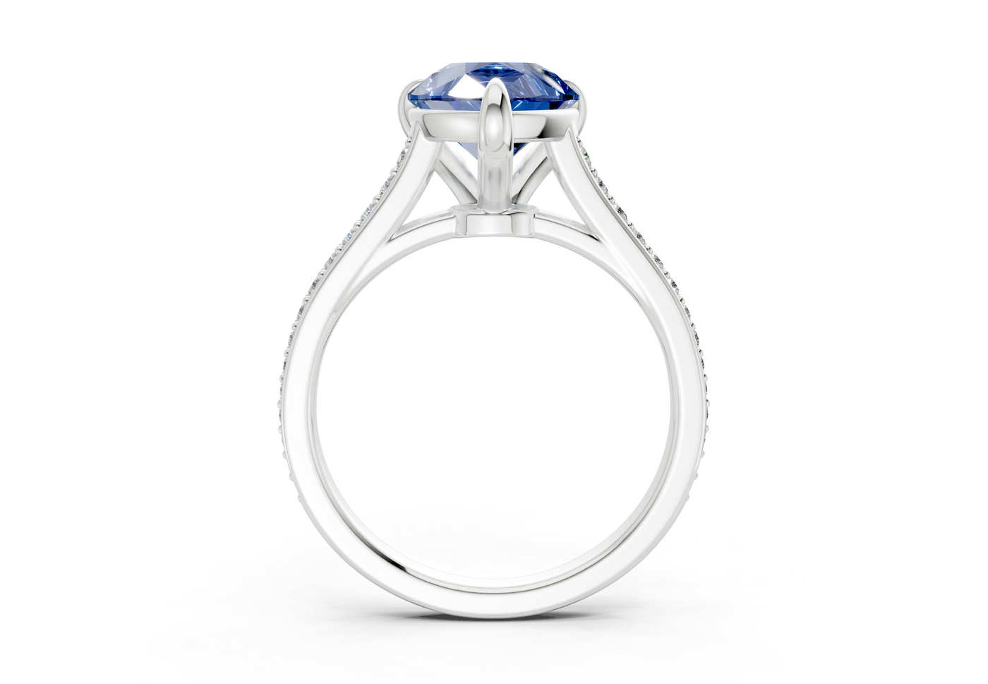 Adeline Sapphire Gemstone Pave Pear Cut 2mm Engagement Ring
