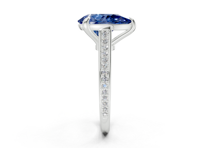 Adeline Sapphire Gemstone Pave Pear Cut 2mm Engagement Ring