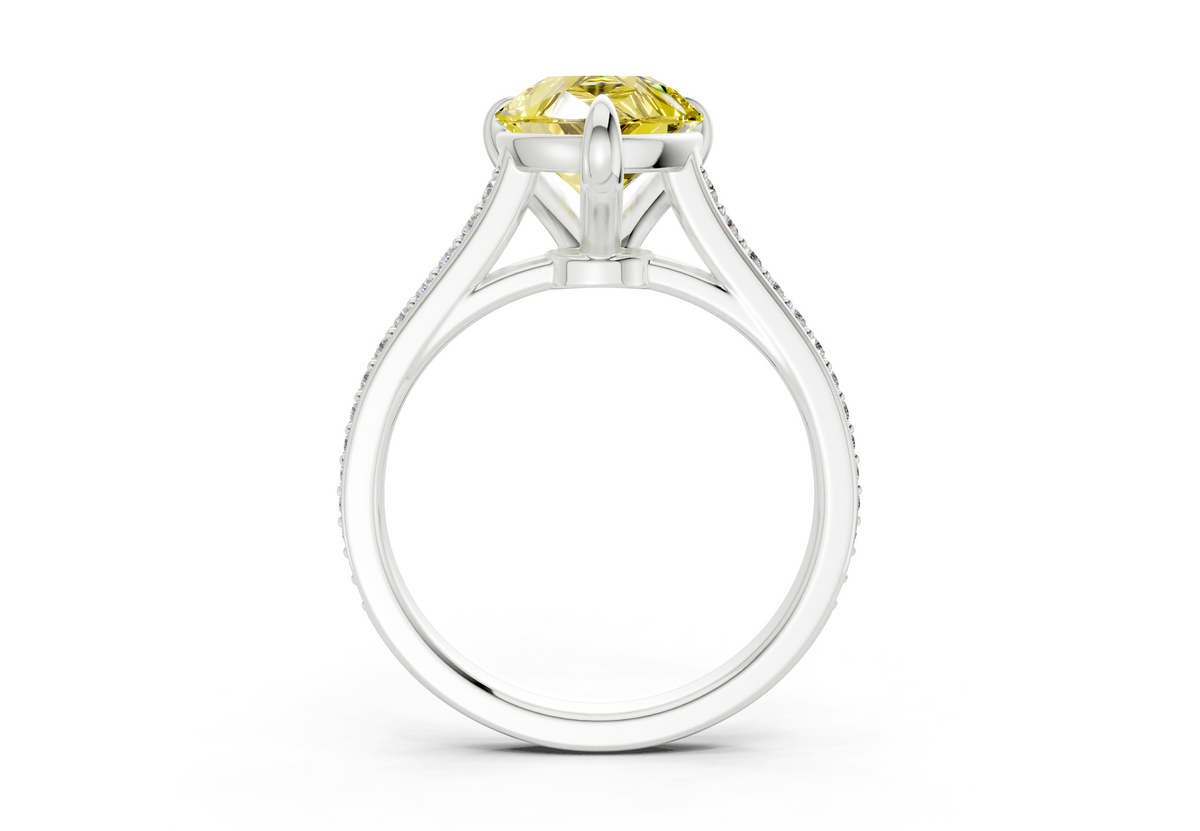 Adeline Yellow Diamond Pave Pear Cut 2mm Engagement Ring