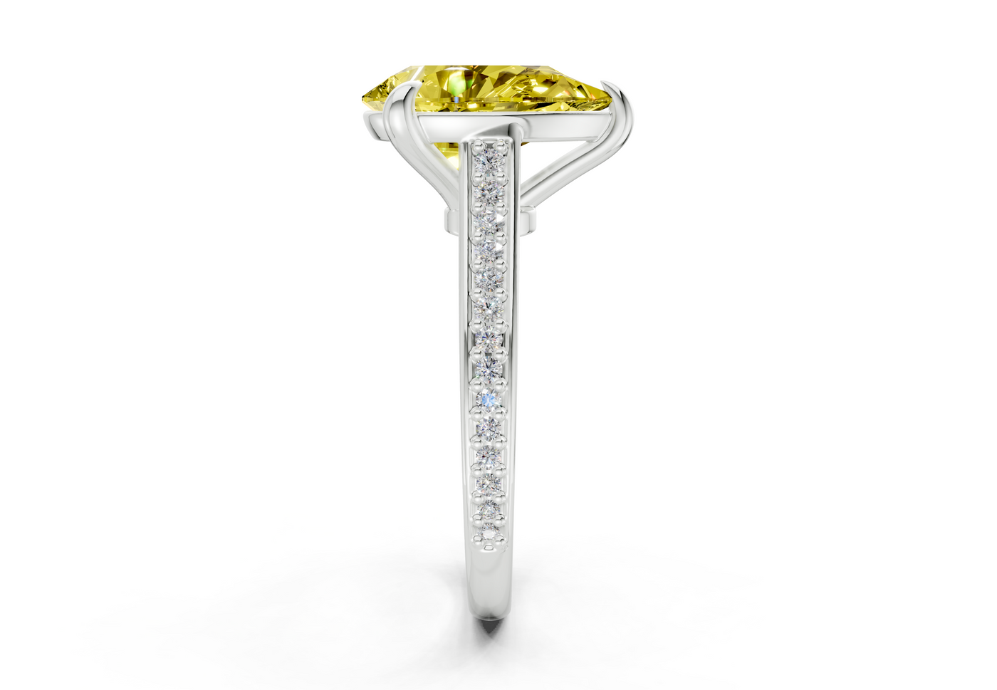 Adeline Yellow Diamond Pave Pear Cut 2mm Engagement Ring
