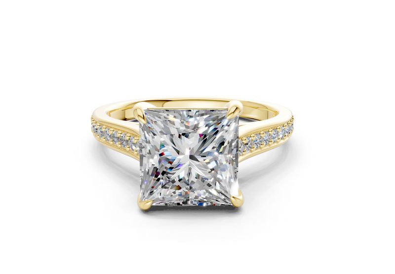 Adeline Diamond Pave Princess Cut 2mm Engagement Ring