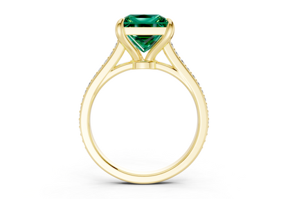 Adeline Emerald Gemstone Pave Princess Cut 2mm Engagement Ring