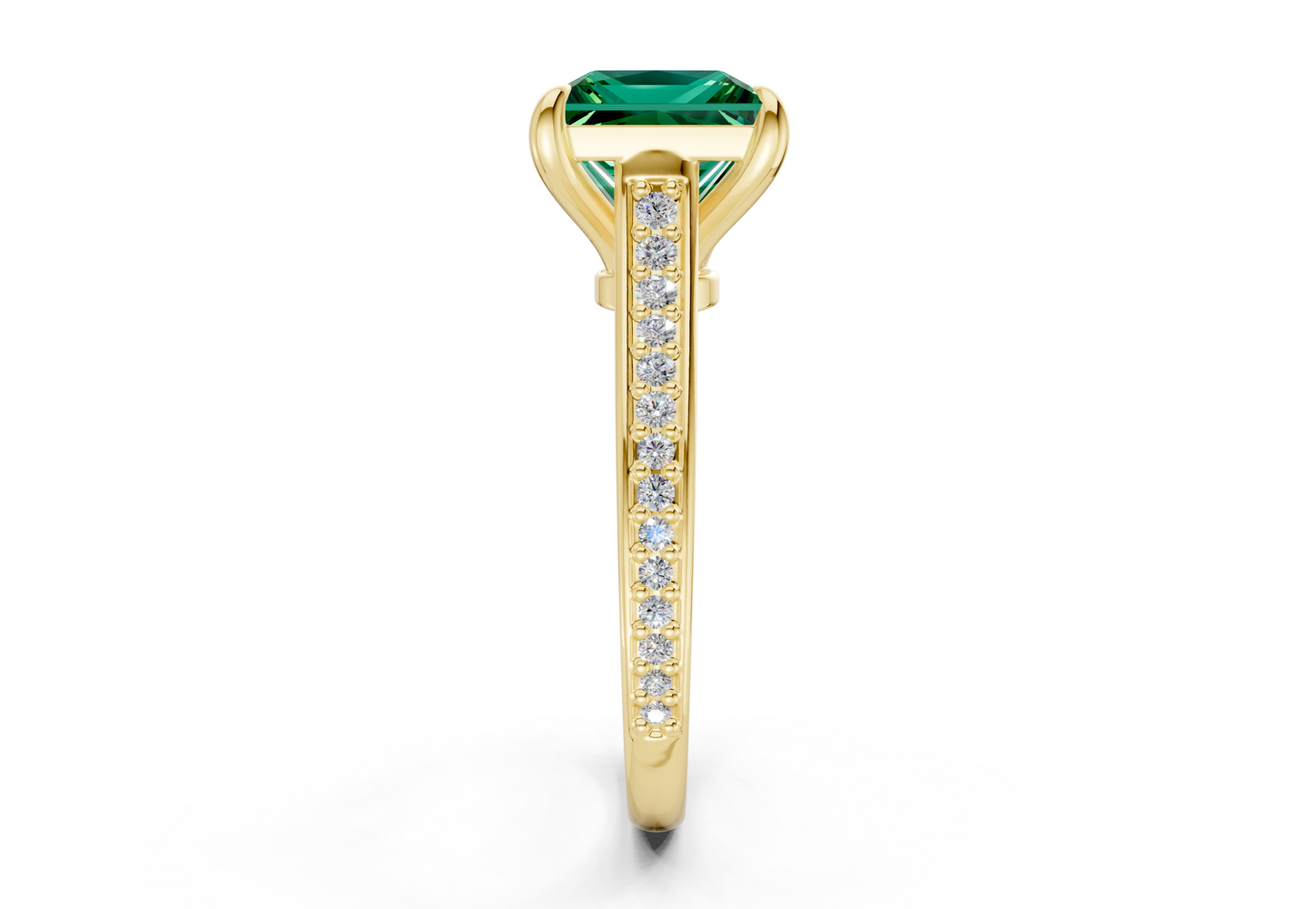 Adeline Emerald Gemstone Pave Princess Cut 2mm Engagement Ring