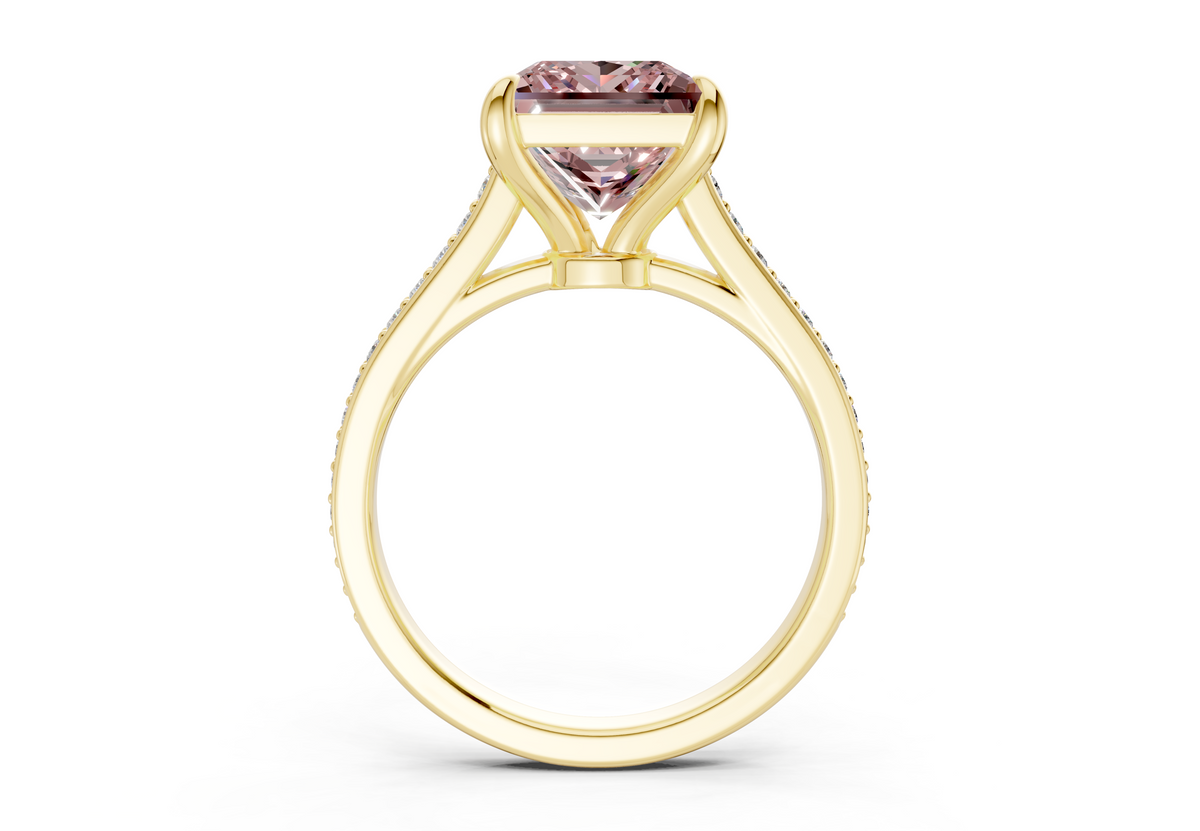 Adeline Pink Diamond Pave Princess Cut 2mm Engagement Ring
