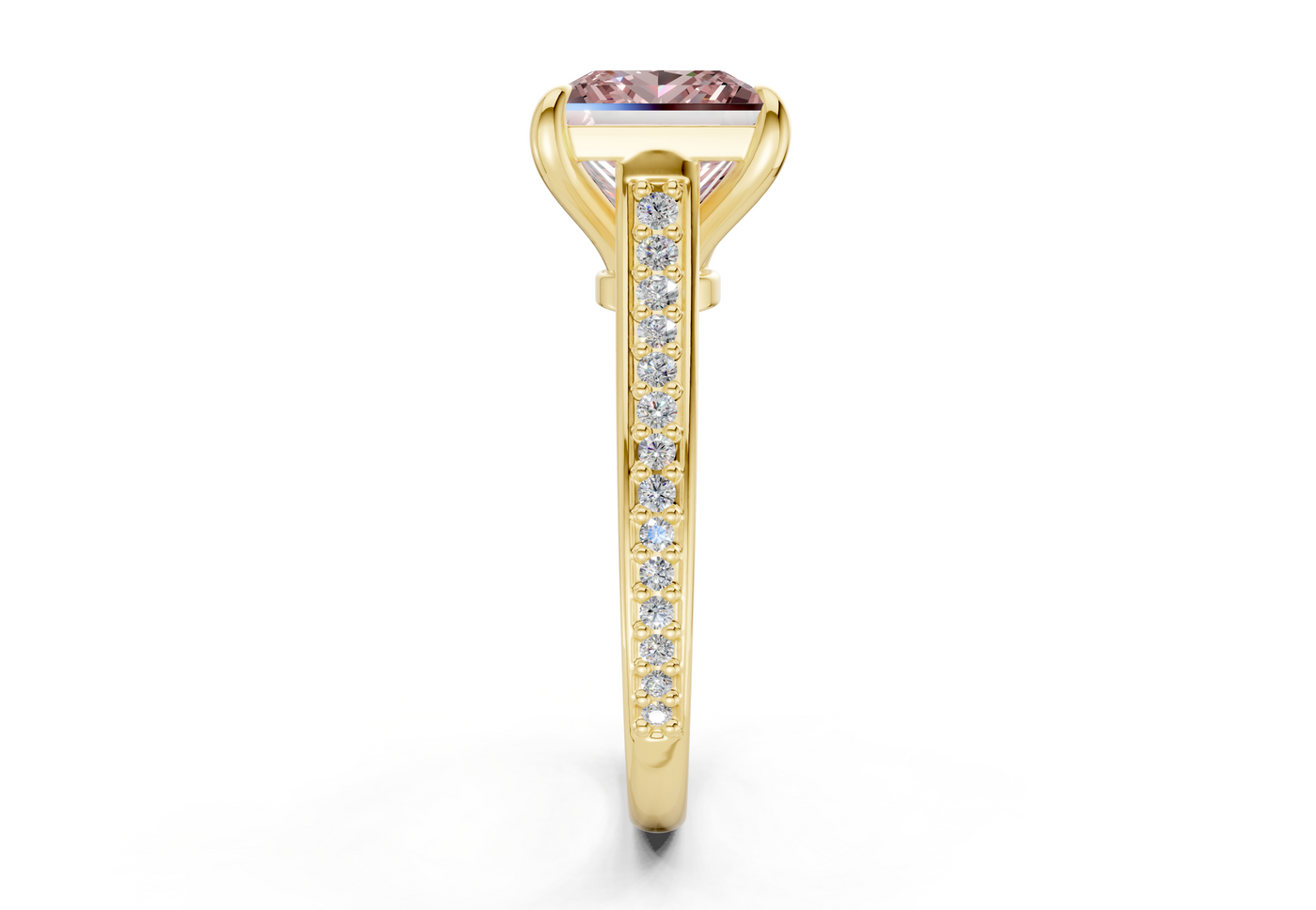 Adeline Pink Diamond Pave Princess Cut 2mm Engagement Ring
