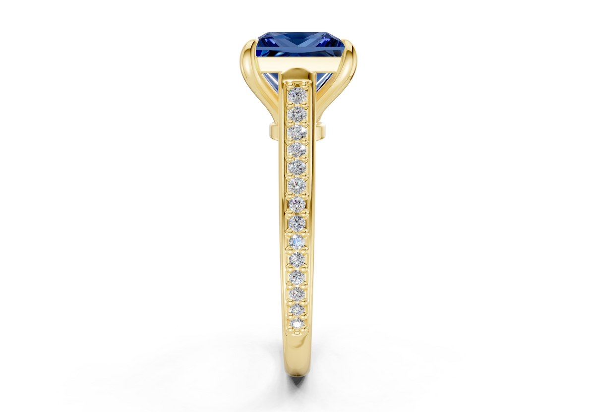 Adeline Sapphire Gemstone Pave Princess Cut 2mm Engagement Ring