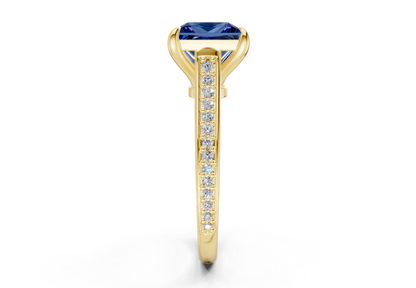 Adeline Sapphire Gemstone Pave Princess Cut 2mm Engagement Ring