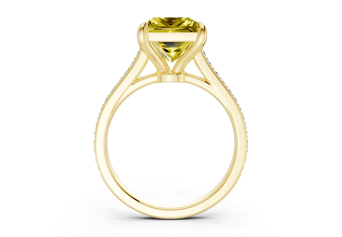 Adeline Yellow Diamond Pave Princess Cut 2mm Engagement Ring