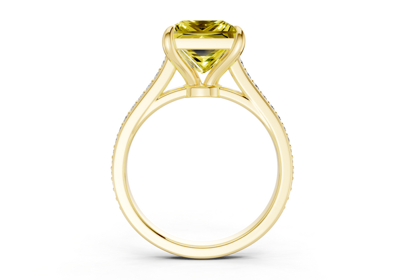 Adeline Yellow Diamond Pave Princess Cut 2mm Engagement Ring