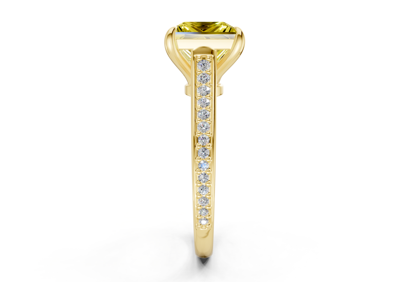Adeline Yellow Diamond Pave Princess Cut 2mm Engagement Ring